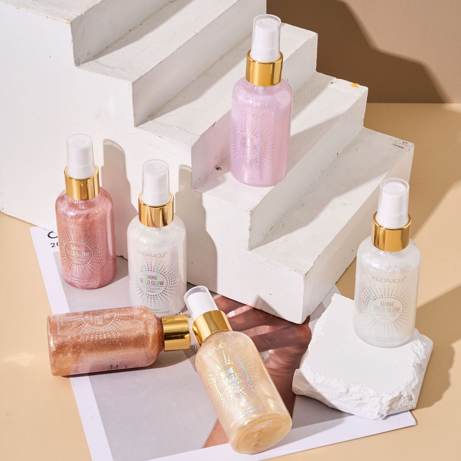 HUDAMOJI Highlight Spray Facial and body brightening Pearlescent Fine Shimmering sand-like Highlight Liquid Cross-border makeup from Europe and America pic 6