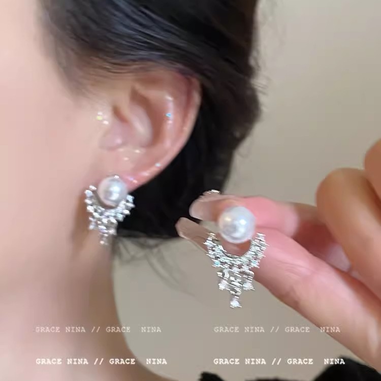 Ins-style pearl earrings for women, 925 silver needle, niche design, butterfly stud earrings, light luxury and high-end feel, earrings, earrings and ear rings pic 96