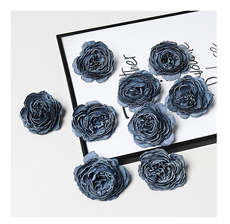 高级焦边牡丹仿真花头复古渐变多色手工DIY发饰胸花配件假花批发详情9