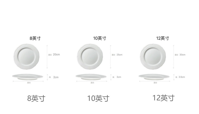 法式欧式复古花边浮雕纯白陶瓷盘子ins风高级感甜品盘早餐点心盘详情6
