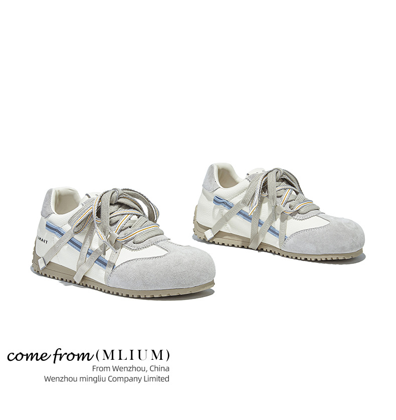 复古真皮德训鞋女2025秋季新款鞋子女双色鞋带歪头运动鞋休闲女鞋详情21