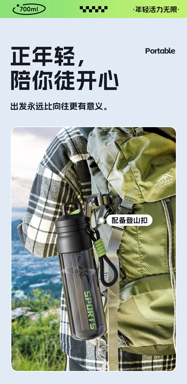 一键开盖水杯tritan一盖三饮户外大容量运动水杯健身男女骑行水壶详情5