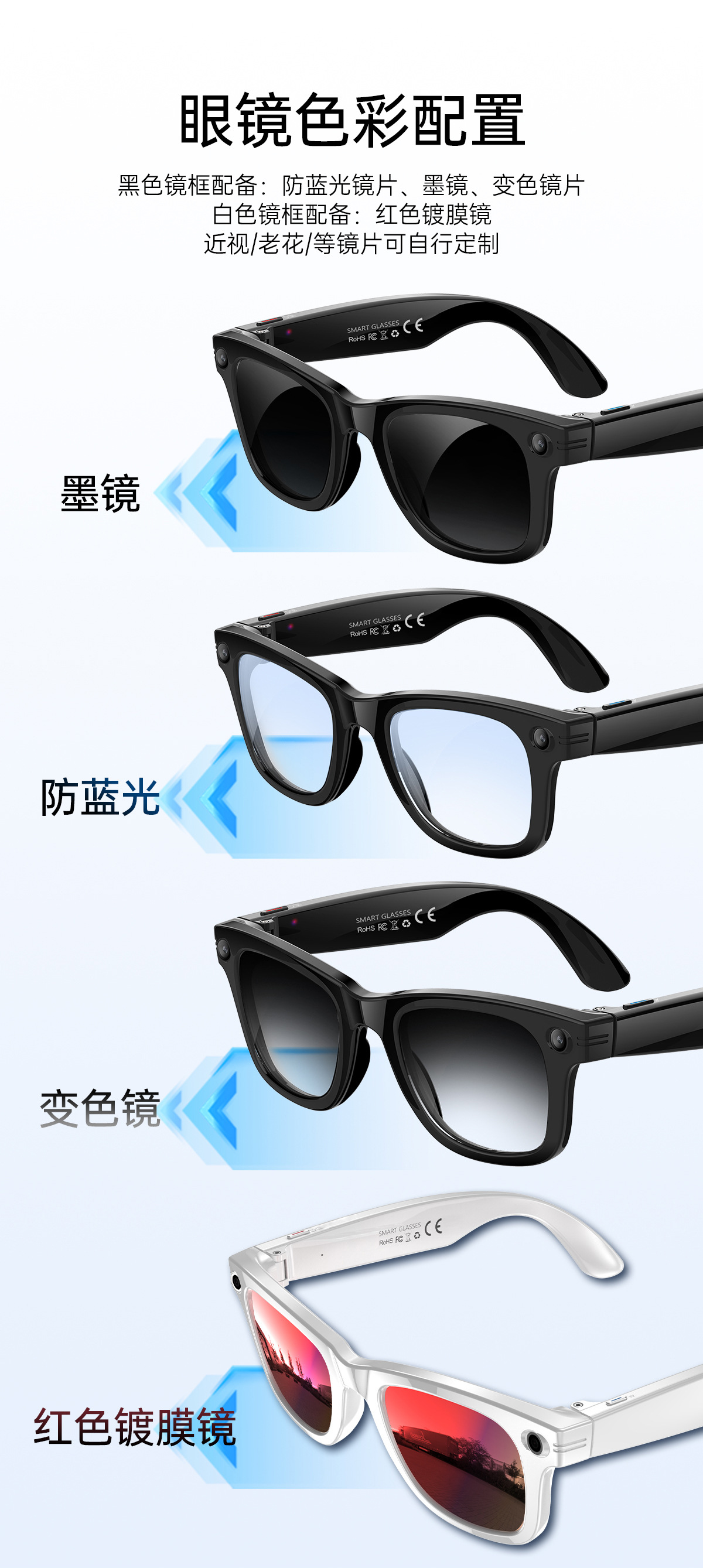 The cross-border W620 smart glasses feature 8-megapixel AI translation, photo and video shooting, and dual noise reduction and image stabilization for image transmission pic 19