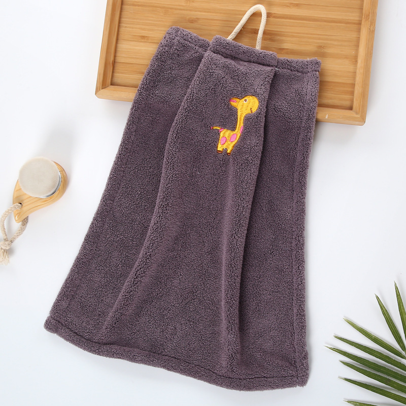 【 Chi Jia 】 High-density coral fleece cartoon embroidered hanging towels, hand towels, kitchen rags, handkerchiefs, absorbent towels pic 5