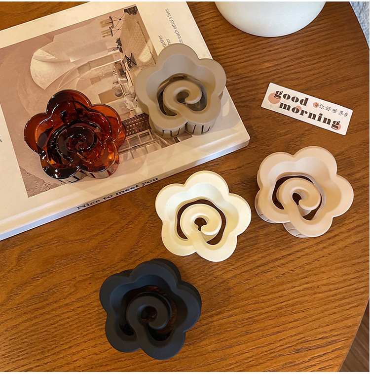 韩国简约气质发夹高级感亚克力花朵抓夹女后脑勺发量多鲨鱼夹批发详情5