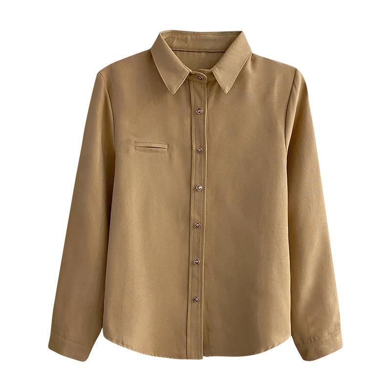 The new autumn and Spring 2024 shirt for women is a casual and versatile long-sleeved brushed shirt with a unique design and a niche outerwear for women pic 25