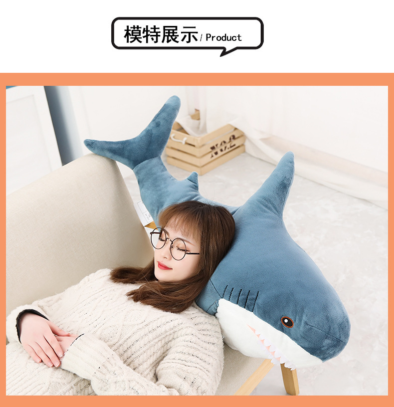 Amazon Ah Wu Shark pillow, plush toy, shark doll, Rag Doll, simulated sleeping doll, sofa cushion pic 12