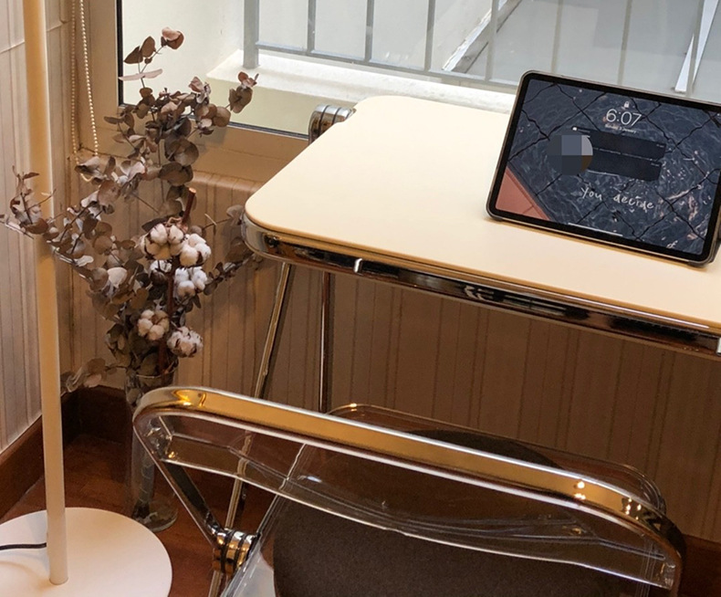 The popular acrylic folding table is a simple and modern home study desk, office desk, bedroom bedside portable table and chair set pic 20
