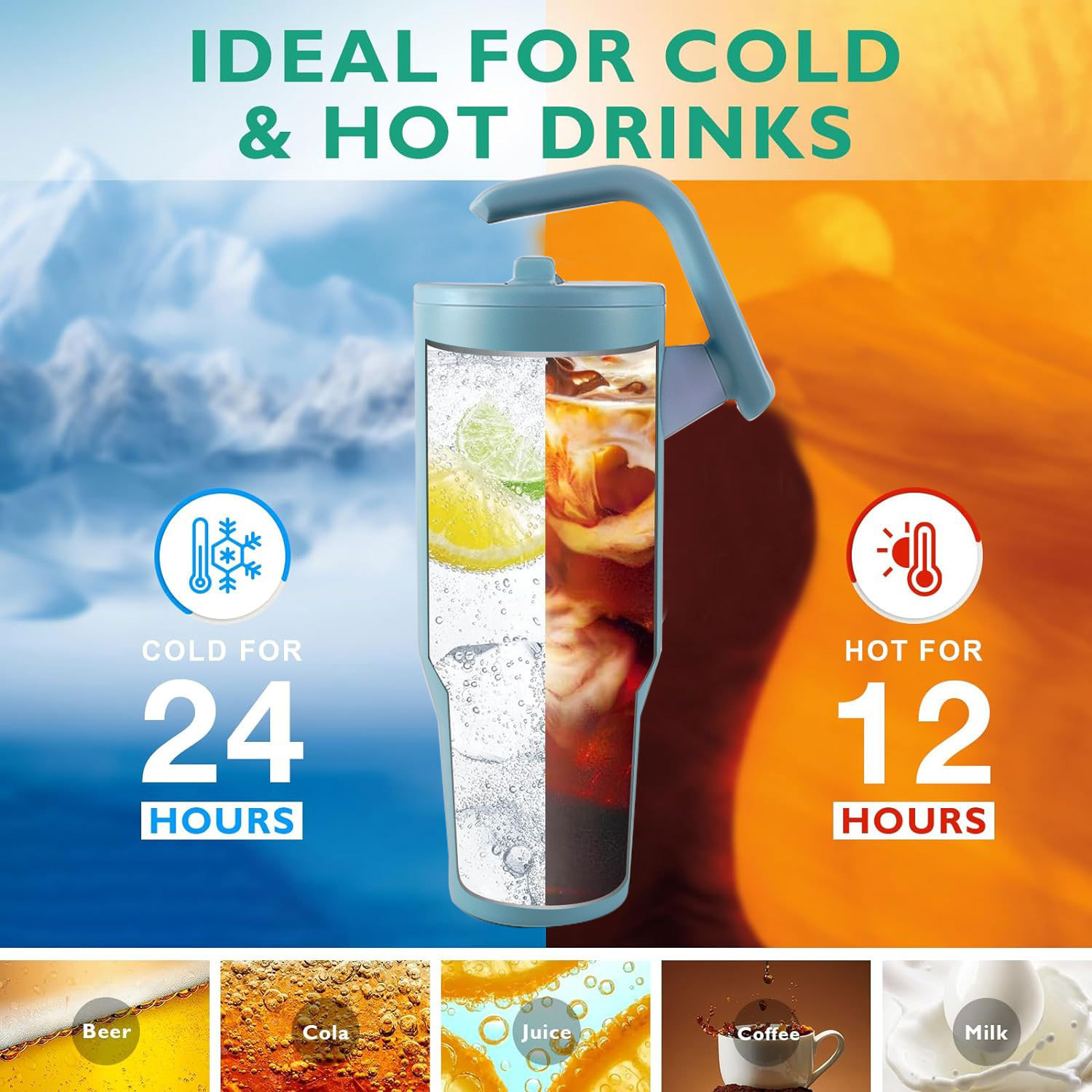 New solid-color stainless steel insulated cup, outdoor portable and fashionable straw cup, large-capacity simple cold insulation car cup pic 10