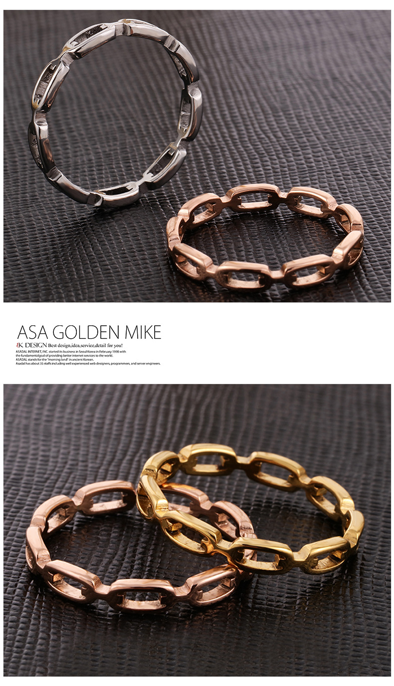 跨境 不锈钢情侣戒指 时尚个性镂空链条设计玫瑰金色钛钢饰品女详情15