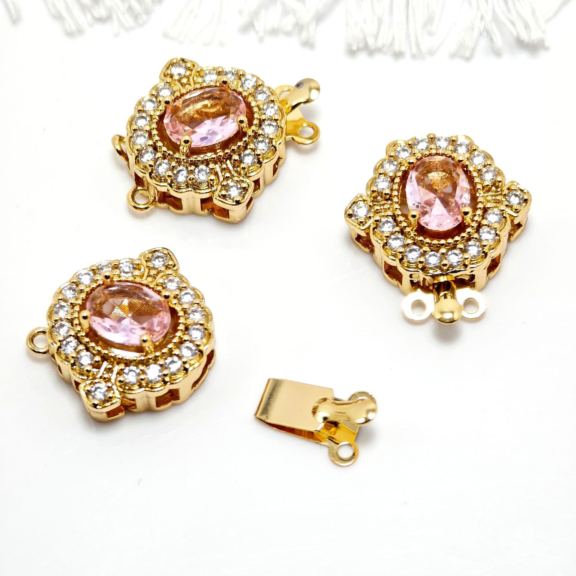 High color retention, real gold plating, double hanging, zirconium pearl buckle, pin, buckle necklace, connecting buckle head, DIY jewelry bracelet pic 15