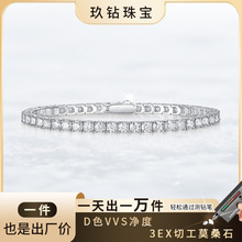 S925银镀18k金网球链欧美风新款古巴链跨境一件代发莫桑石手链详情13