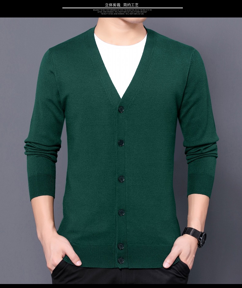 跨境外贸2024秋季新款针织开衫男薄款长袖纯色针织衫男士毛衣批发详情26