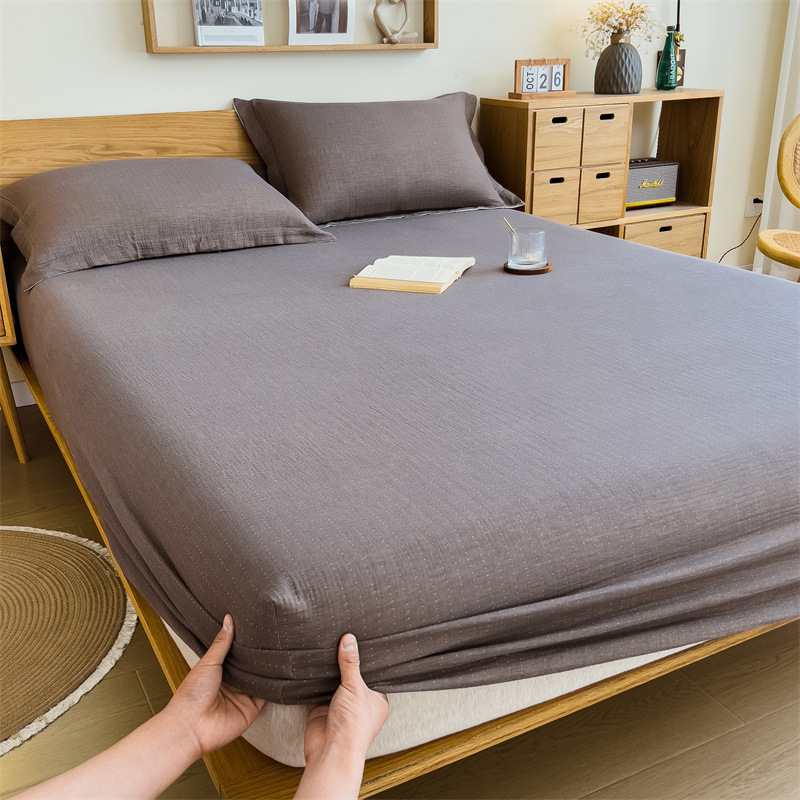 Pure cotton yarn-dyed jacquard double-layer gauze bed cover, single piece of all-cotton gauze mattress protective cover, bedspread, bed cover, single piece of bedding pic 57