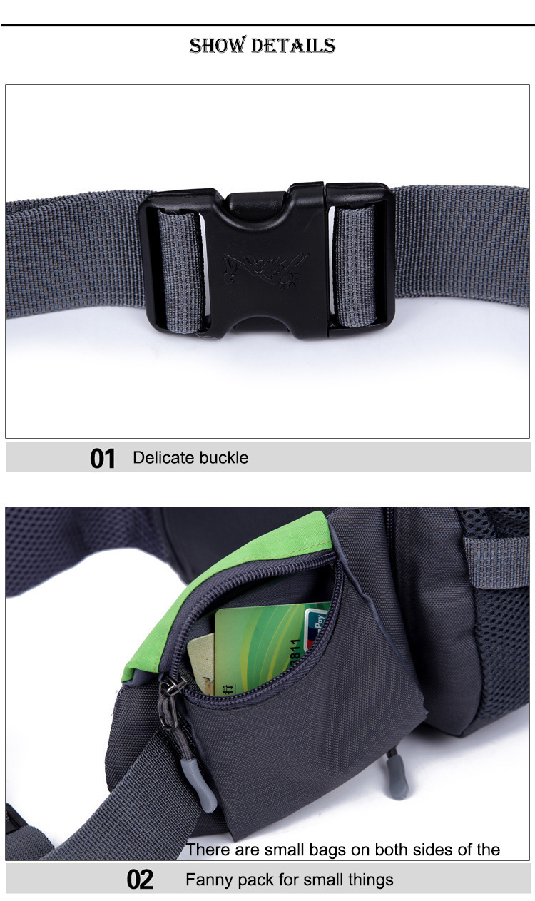 The manufacturer sells Korean-style outdoor hiking waist bags, casual handbags, and single-shoulder travel waist bags with reflective strap designs pic 13