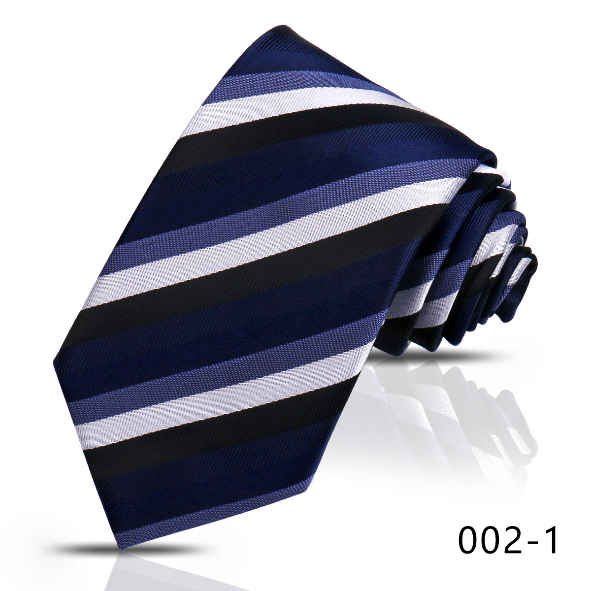 男士商务职业条纹领带8CM高级感蓝色藏青手打衬衣搭配嵊州现货详情6