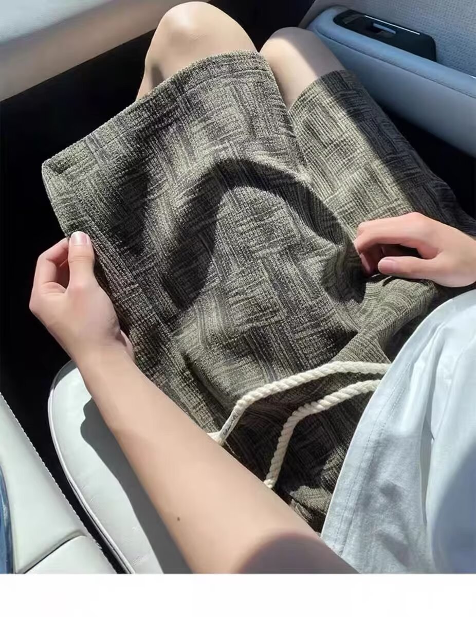 条纹休闲短裤男夏季潮流外穿宽松直筒中裤男款日系大码五分裤子男详情10