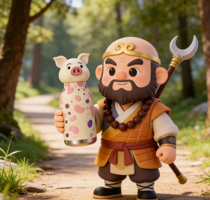 跨境新款TK亚马逊热卖创意可爱小猪卡通公仔国潮儿童女生保温杯详情4