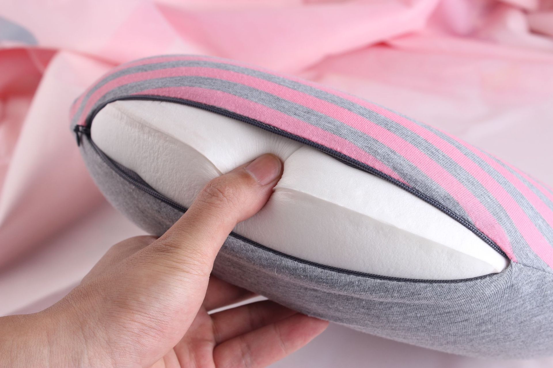 条纹新款U型枕慢回弹记忆棉托背颈枕旅行枕颈椎便携旅游家用枕详情14