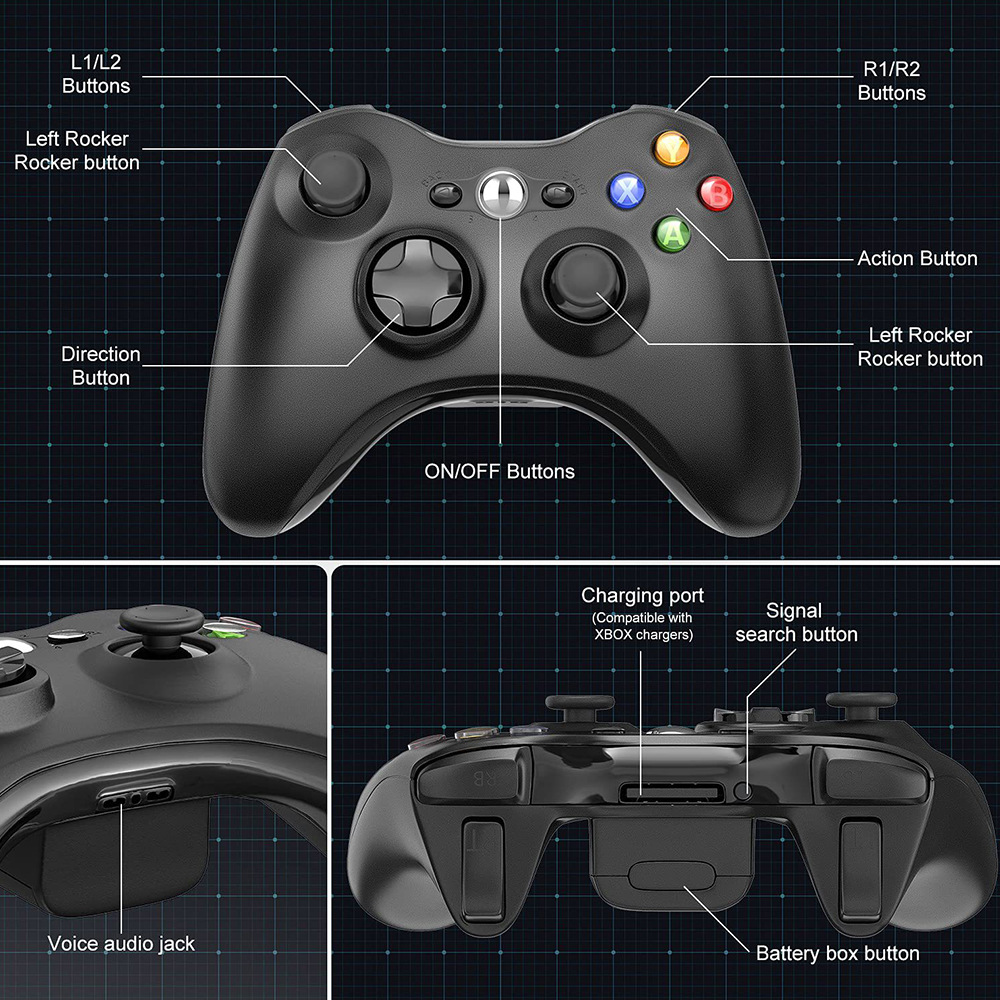 xbox360 Wireless gamepad XBOX 360 gamepad Dual-motor dual-vibration XBOX 360 gamepad pic 5