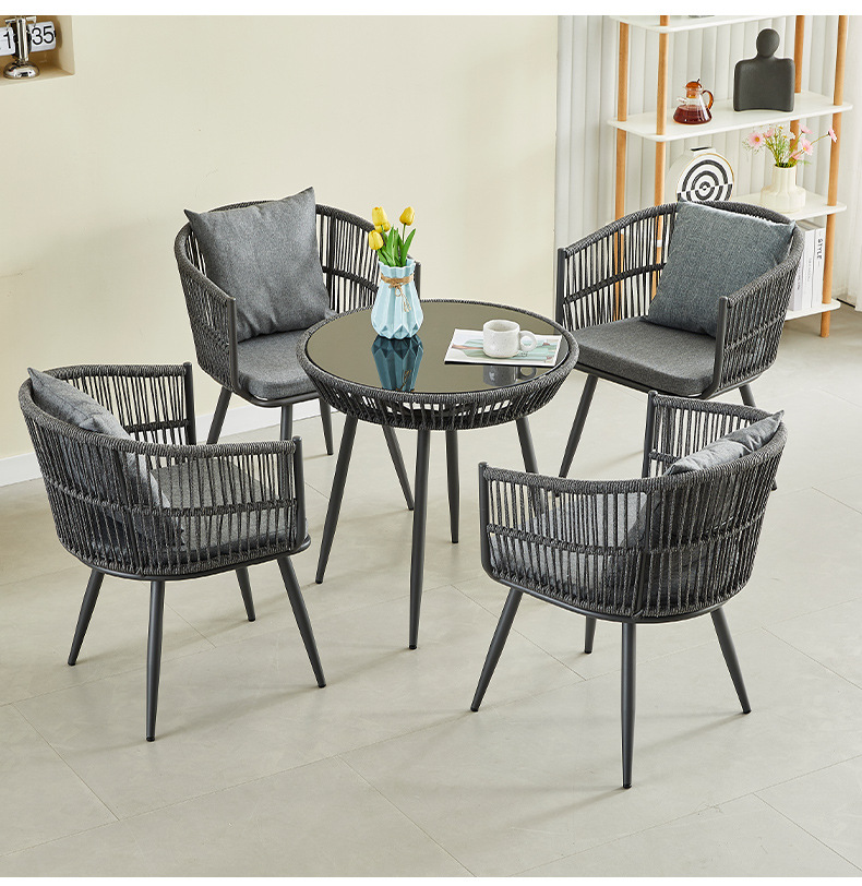 户外藤椅桌椅设计师休闲阳台庭院花园单人椅子时尚餐厅藤编椅组合详情14