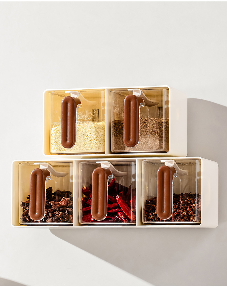Household kitchen seasoning box, spice and salt storage box, seasoning jar, multi-compartment kitchen, food-grade, non-perforating seasoning jar pic 24
