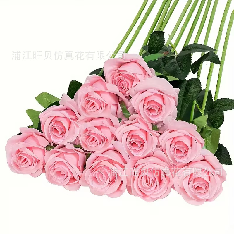 仿真白色绢布玫瑰花 人造假花七夕情人节婚礼装饰花玫瑰花墙批发详情10