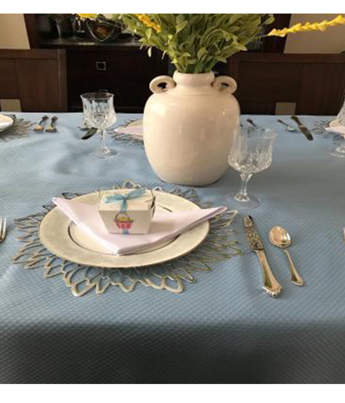 跨境PVC纯色西餐垫 防滑隔热桌垫 塑料花纹金银色垫片芙蓉花详情11