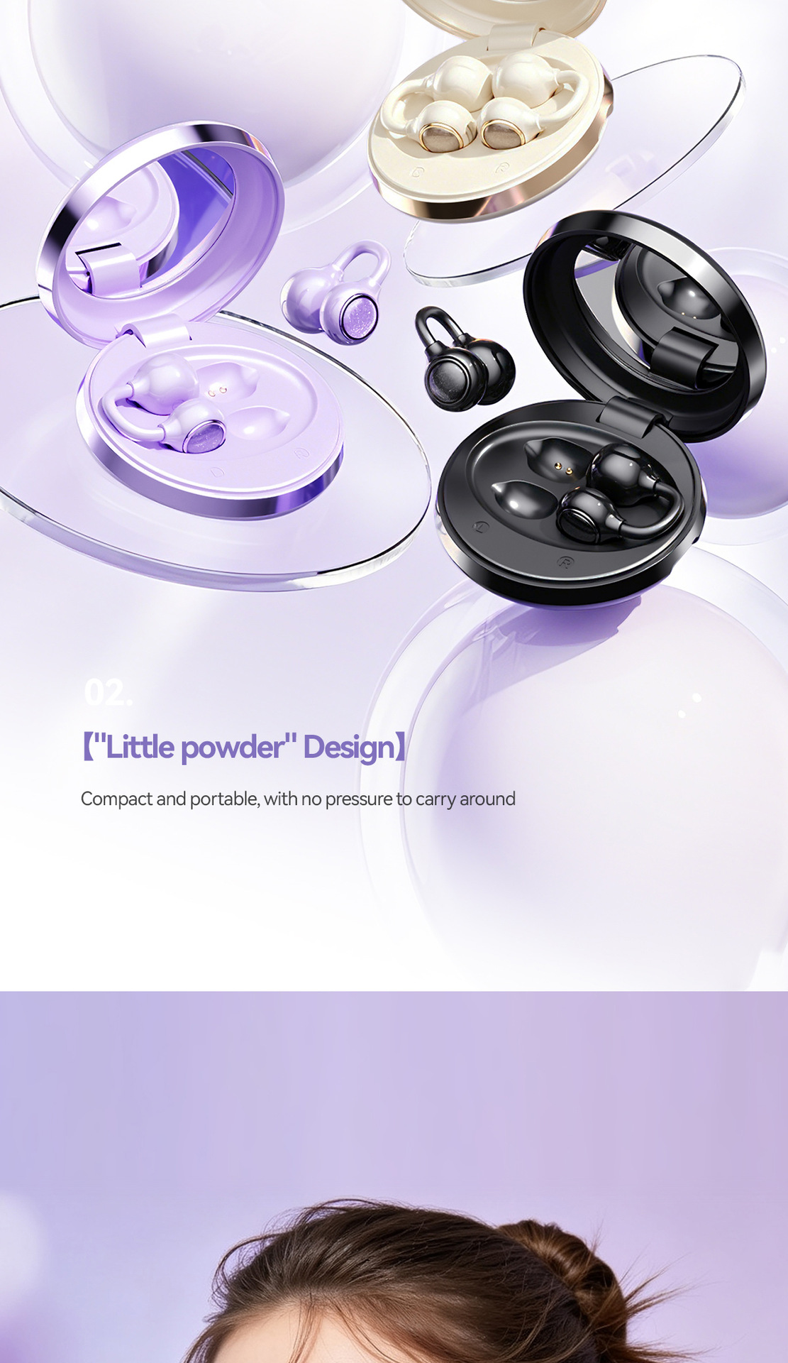 Nueva llegada M181 tipo de clip de oído crossover OWS bola abierta clip de oído auriculares bluetooth segundo cambio maquillaje espejo auriculares inalámbricos pic 5