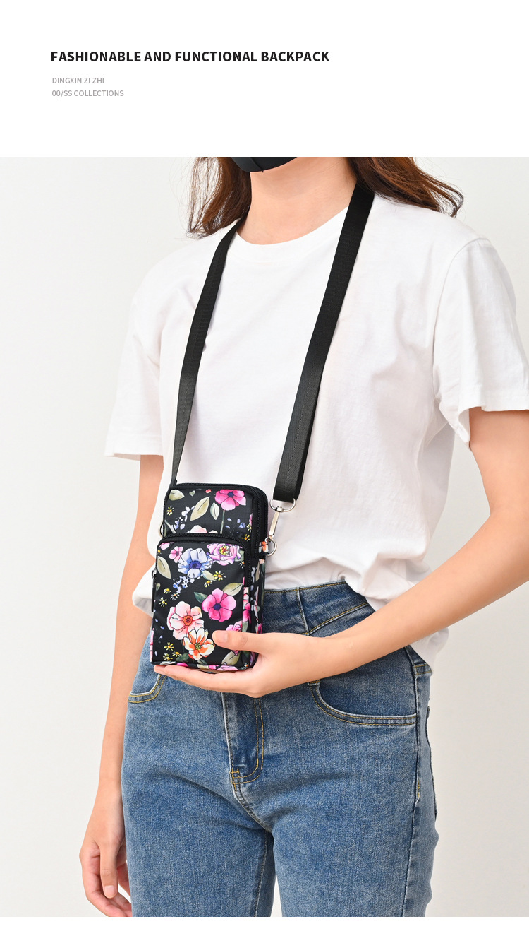 中年妈妈手机包手腕斜挎迷你小包包夏天百搭帆布包竖款零钱包便携详情9