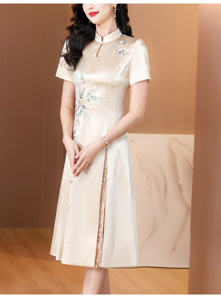 New Chinese-style elegant wedding dress for Grandma Xi, cheongsam dress, 2025 new style elegant mom dress pic 11