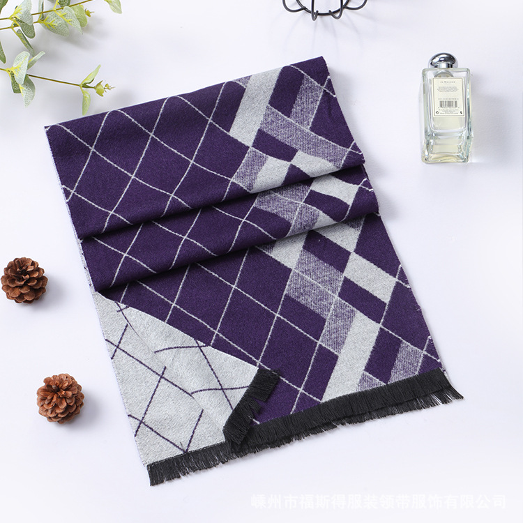 外贸男士围巾批发厂家男秋冬流苏围巾格子围巾仿羊绒围巾源厂家详情20