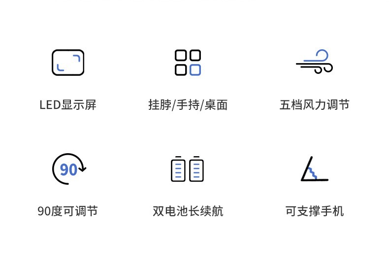 2024新款手持风扇便携式折叠小风扇静音大风力印长续航高颜值大风详情2