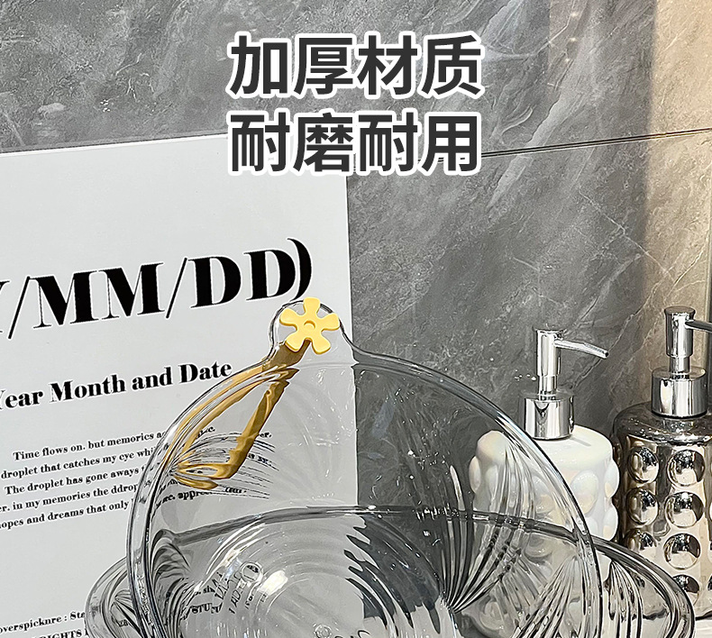 家用高颜值透明加厚纹理洗衣盆多功能壁挂洗脚盆塑料厨房洗菜盆子详情7