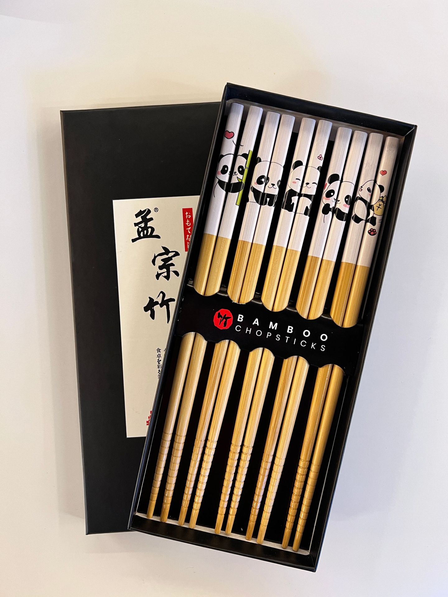 Japanese-style cartoon printed panda chopsticks, new anti-slip bamboo tableware for export, daily necessities tableware pic 2