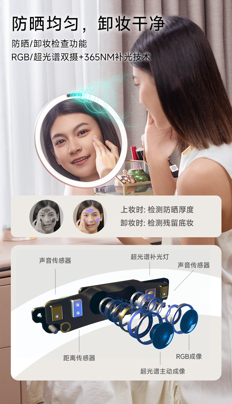The Ai voice large model of the makeup mirror is equipped with 8 dimming modes of the AI makeup mirror pic 6
