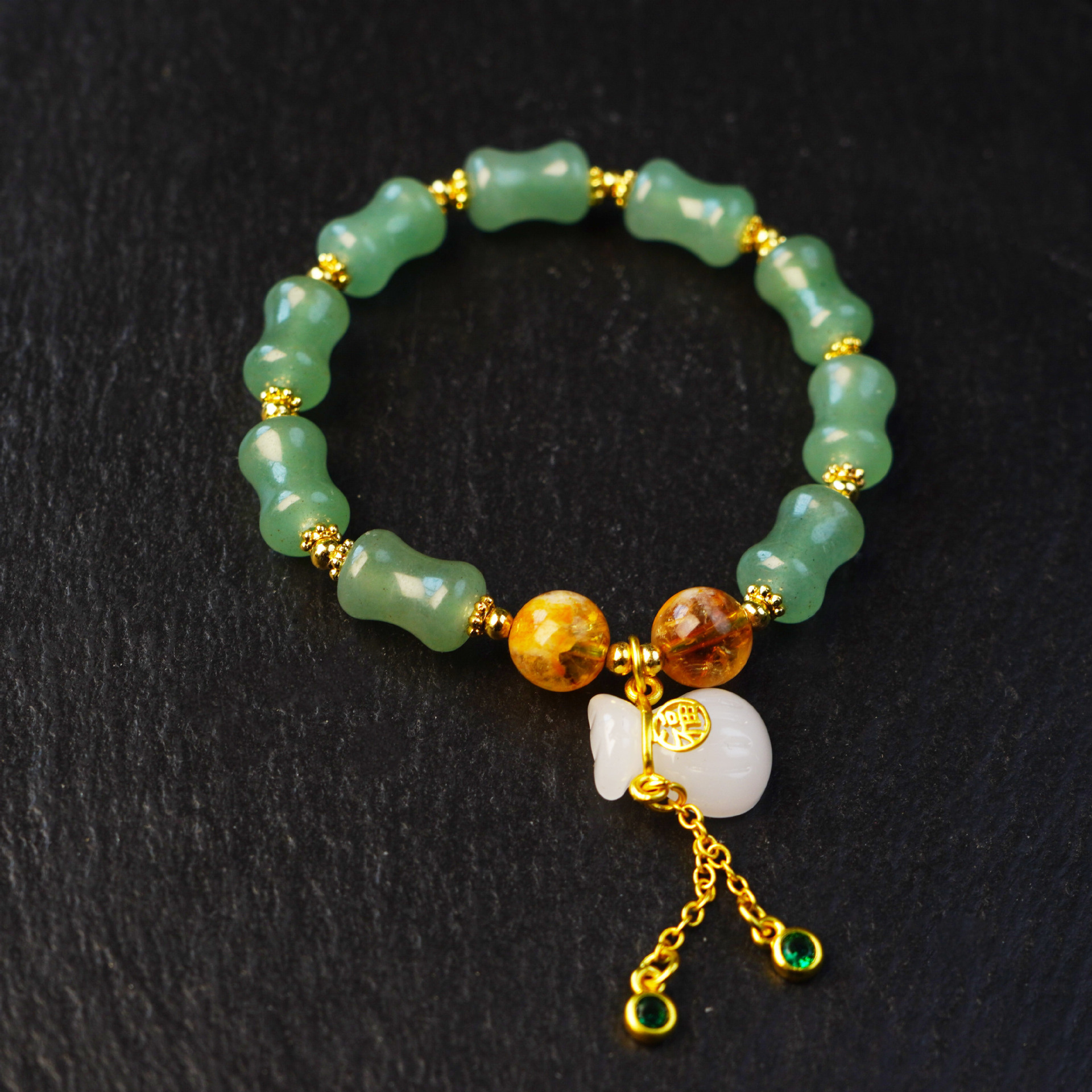 New natural golden thread jade Joint promotion bracelet for women, Tianshan Green Bamboo joint money bag bracelet, jewelry for women who have passed the college entrance examination pic 10