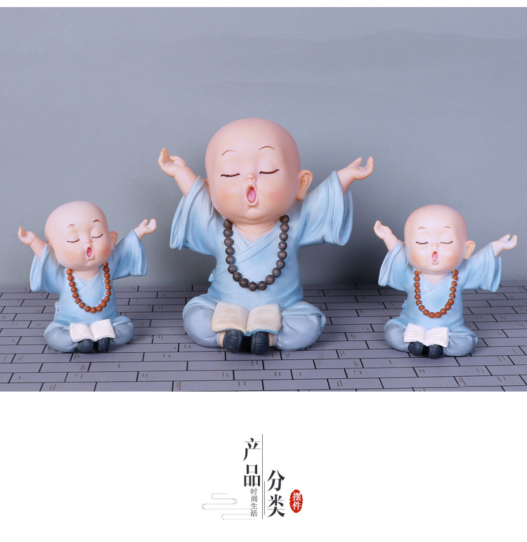 批发少林功夫小和尚摆件茶宠摆设创意禅意中式可爱客厅桌面装饰品详情14
