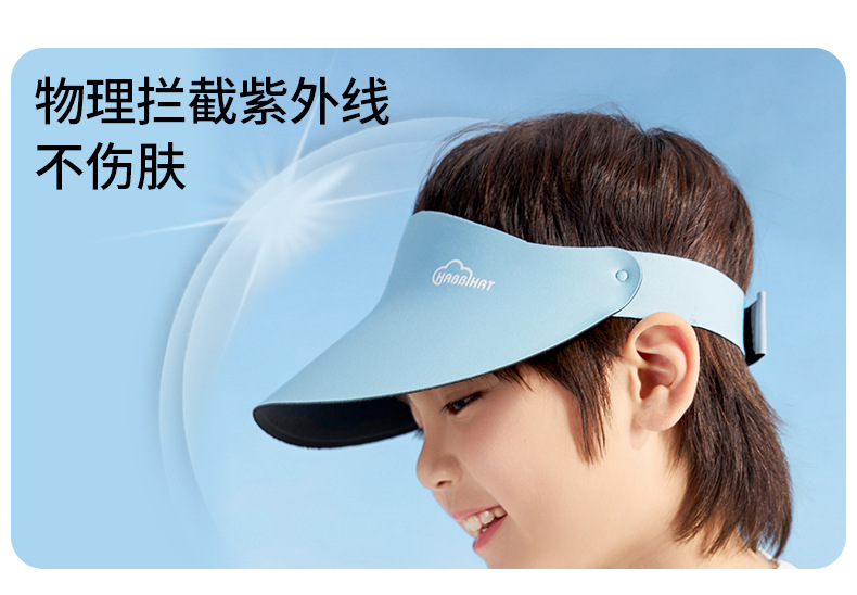 夏季儿童无痕空顶帽防晒帽男女童一体防紫外线遮阳帽运动太阳帽详情4