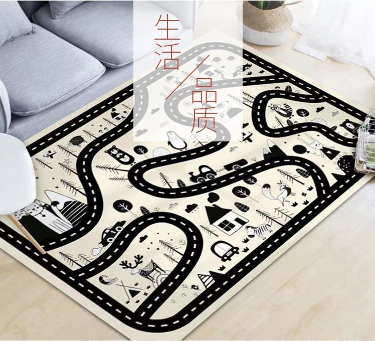 儿童爬行地毯城市交通场景地图玩具毯马路轨道停车场地垫详情2