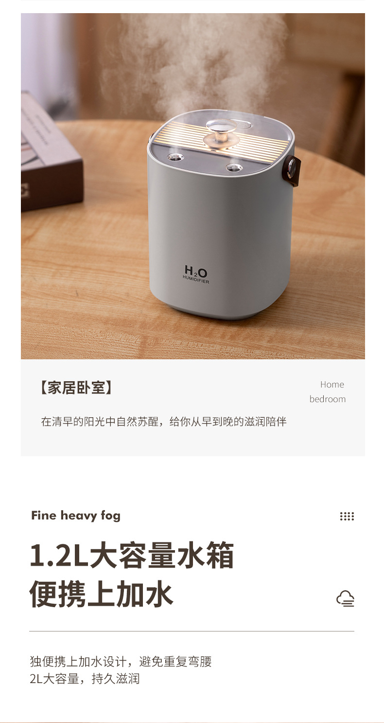 New dual-spray silent portable humidifier for home, office and bedroom air humidification pic 8