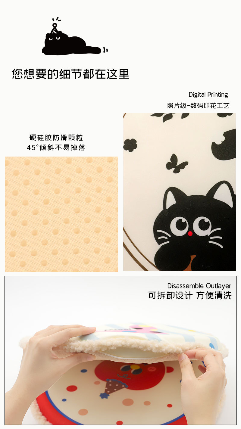 记忆棉卡通印花圆形坐垫 康乐屋慢回弹屁垫防滑加厚椅子垫批发详情14