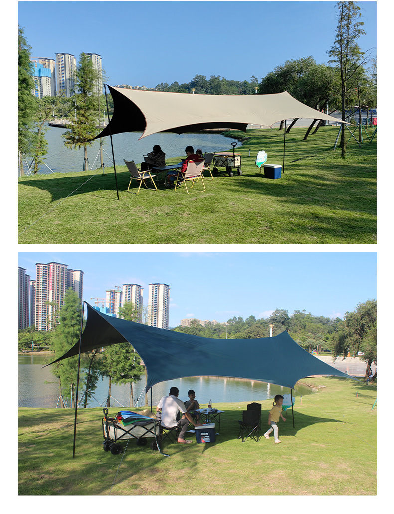 Outdoor camping sun protection black rubber canopy portable thickened silver rubber camping sunshade and rainproof tent pic 17