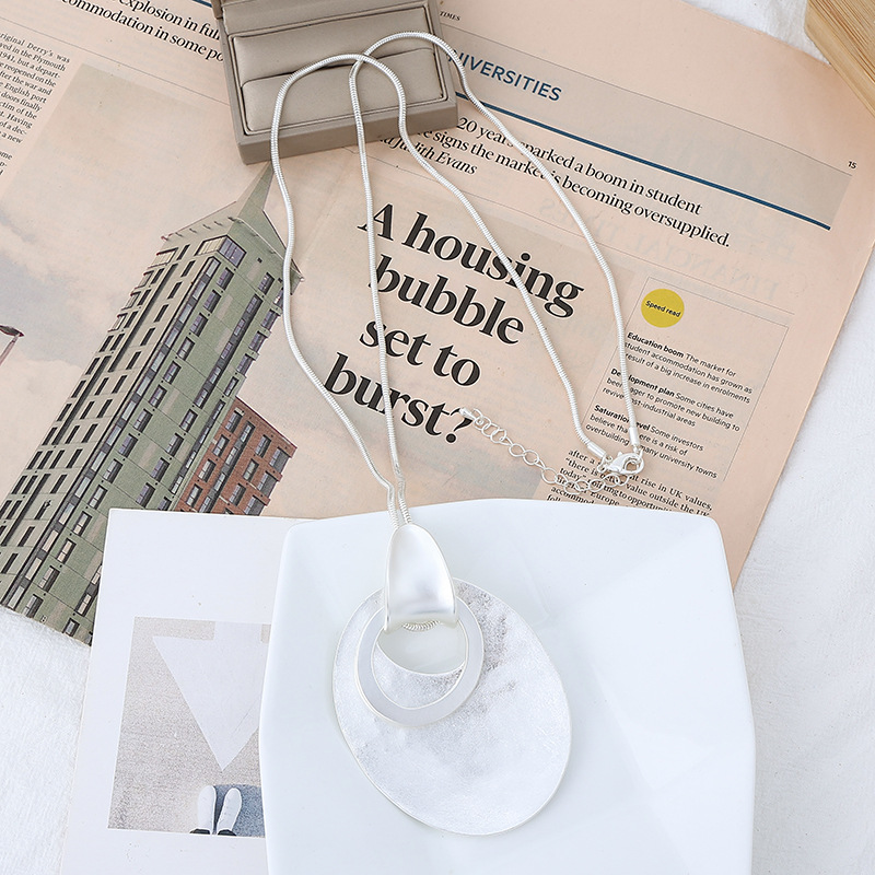 亚马逊爆款跨境外贸欧美复古简约吊坠高级感ins风项链长款毛衣链详情17