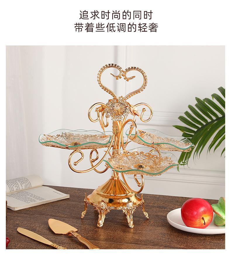欧式玻璃水果盘创意客厅糖果盆双层三层四层茶几家用酒店KTV摆件详情13