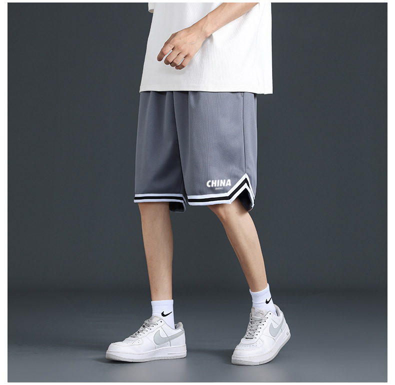 夏季冰丝短裤男潮流薄款沙滩裤宽松百搭直筒大码休闲运动中裤男详情11