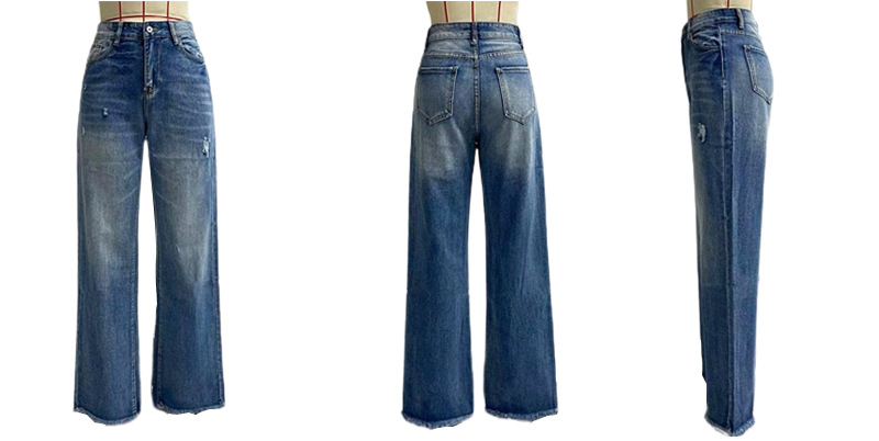 Independent Station Foreign Trade 2023 Amazon Stylish Autumn/Winter New Casual Long Pants, slightly flared washed jeans for women pic 4