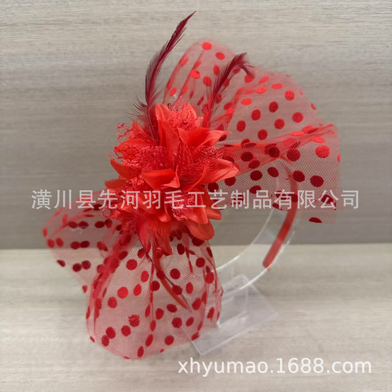 复古风羽毛花朵网纱发箍新娘婚礼礼帽旅拍头饰饰品发饰头纱详情20