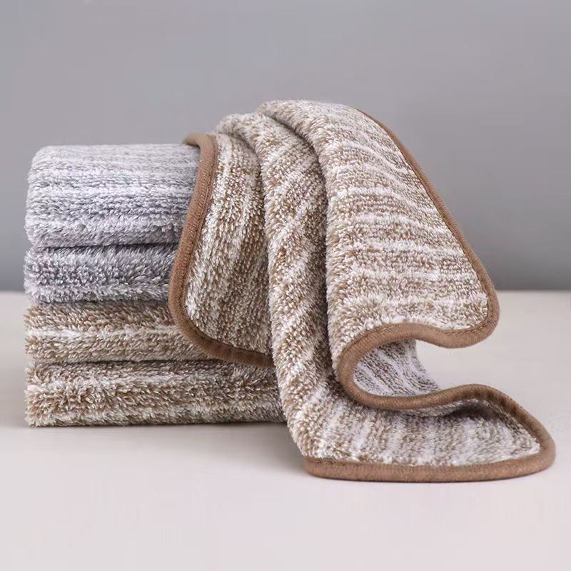 【 Zone 2-12 】30x30 edge-wrapped bamboo charcoal rag 50/ pack 1500/ piece 30x30 edge-wrapped bamboo charcoal rag can hang fiber dishcloth thickened household non-shedding 1 yuan wholesale pic 3
