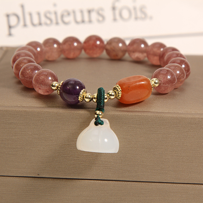 Natural garnet multi-layer crystal bracelet, female student best friend bracelet, trendy accessory bracelet gift pic 4